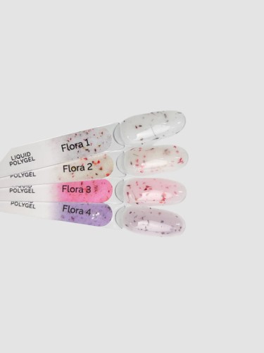 TOUCH Flora liquid polygel 01 - biały płynny akrylożel z suszonymi kwiatami, 15 ml  2