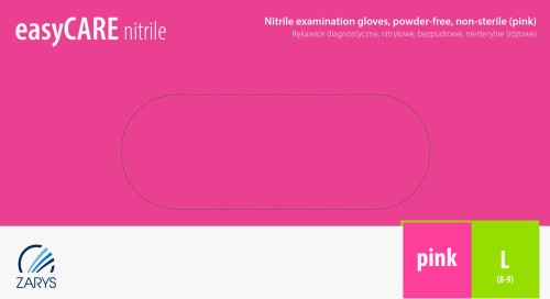 Rękawiczki nitrylowe bezpudrowe RÓŻOWE 100szt. easyCARE pink L Zarys 3