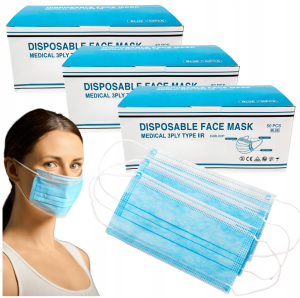 Maska chirurgiczna 3 warstwowa "włókninowe" typu IIR niebieskie  50szt.