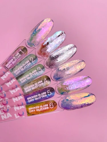 Lunamoon set of dry glitters for nails Broken Glass 6 pcs 3