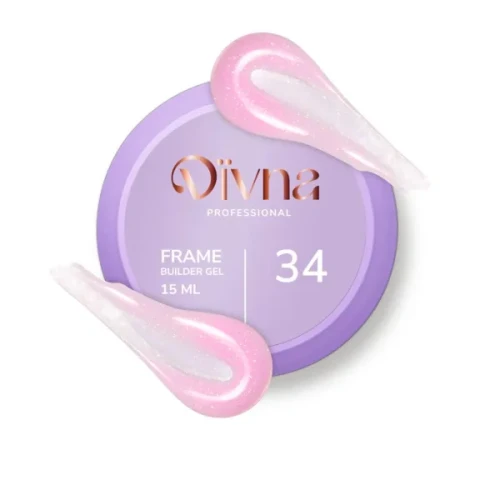 DIVNA Frame Builder Gel 34 – różowy żel budujący z brokatem 15 ml