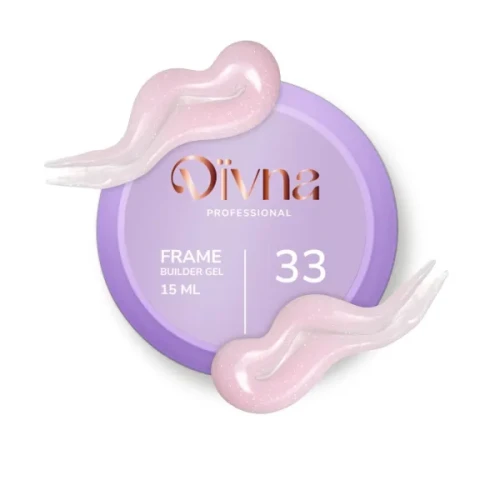 DIVNA Frame Builder Gel 33 – jasnoróżowy żel budujący z brokatem 15 ml