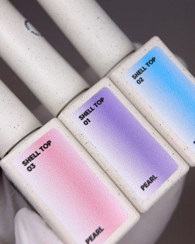 NAILSOFTHEDAY Shell top 01 NEW - perłowy top z fioletowo-różowym pyłkiem bez lepkiej warsztwy, 10 ml
