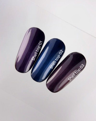 NAILSOFTHEDAY Shell top 02 NEW - perłowy top z niebieskim pyłkiem bez lepkiej warstwy, 10 ml