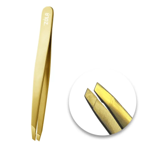 ZOLA Pęseta profesjonalna do brwi ZŁOTA, skośna