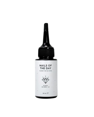 NAILSOFTHEDAY Glossy top no wipe - błyszczący top bez lepkiej warstwy i z filtrem UV, 50 ml