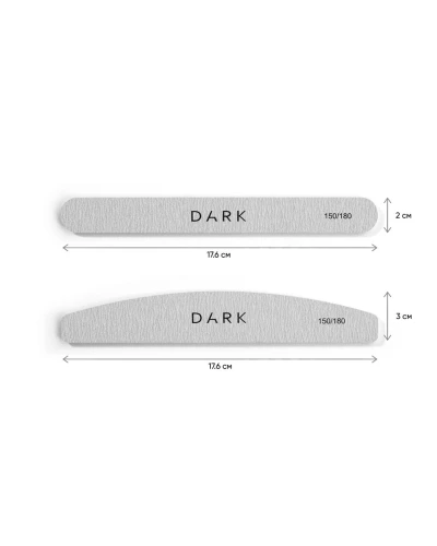 DARK Zestaw pilniczków - półksiężyc na piance szary, 25 szt. (150/180 grit)