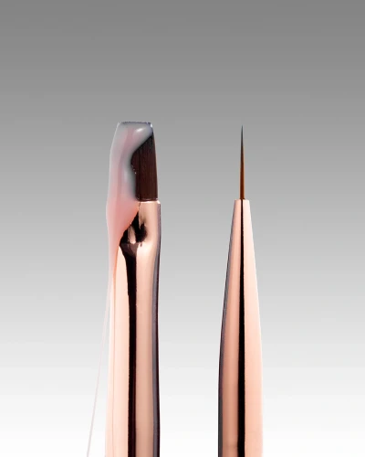 DARK dwustronny pędzelek beżowy (liner 11 mm płaski kwadratowy żel 9 mm