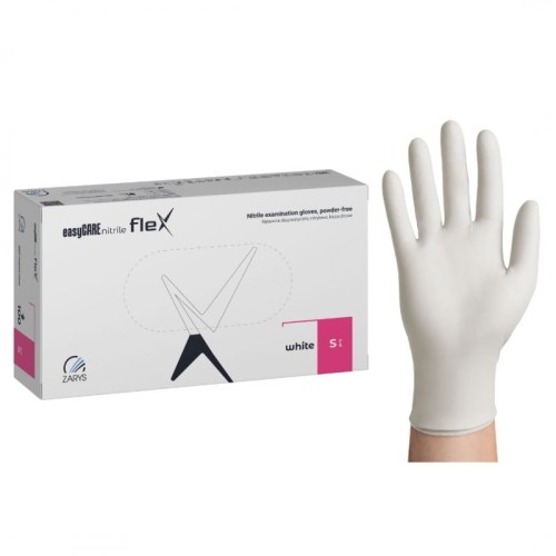 Rękawiczki nitrylowe bezpudrowe BIAŁE 100szt. easyCARE Flex S Zarys