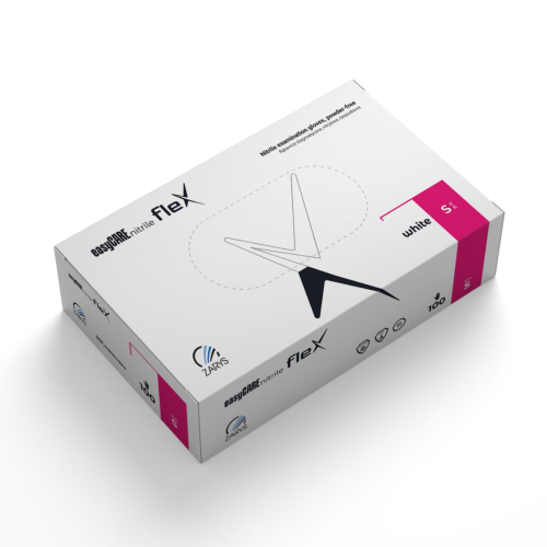 Rękawiczki nitrylowe bezpudrowe BIAŁE 100szt. easyCARE Flex S Zarys