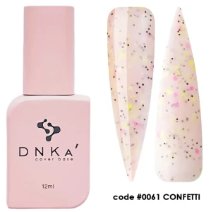 DNKa RUBBER BASE FRENCH NEW FORMULA (cover), 12 ml #0061 Confetti
