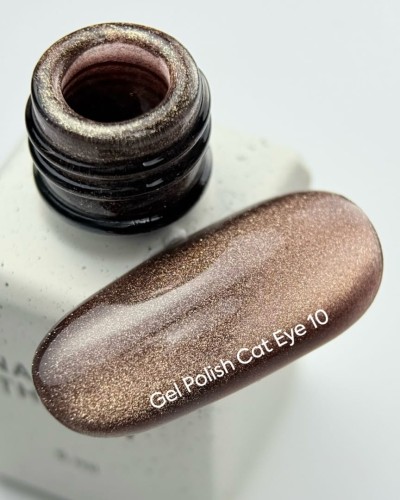 NAILSOFTHEDAY Cat Eye Gel Polish 10 – brązowy lakier hybrydowy z efektem "kocie oko", 6 ml