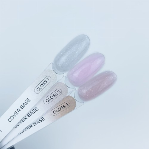 TOUCH Cover base Gloss 3 - mleczno-beżowa półprzezroczysta baza ze srebrnym brokatem, 13 ml (SALE)