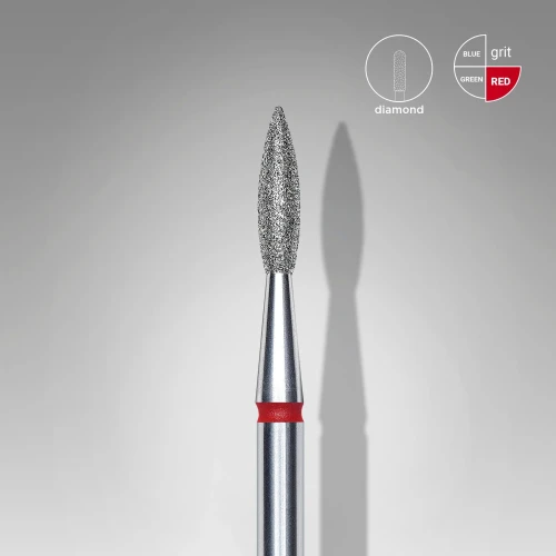 STALEKS Frez diamentowy płomień ostry czerwony 2,1 mm x 8 mm