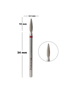 TOUCH Frez diamentowy zaokrąglony płomyk czerwony 2,3 mm