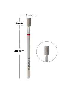 TOUCH Frez diamentowy walec czerwony 3 mm