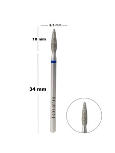 TOUCH Frez diamentowy zaokrąglony płomyk niebieski 2,3 mm
