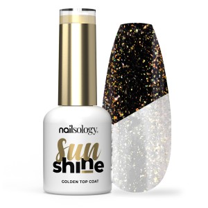 Clavier - Nailsology Top brokatowy do paznokci hybrydowych Sun Shine, brokat złoty, 8ml