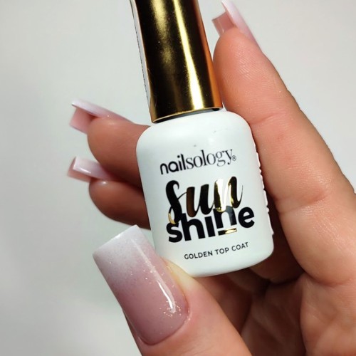 Clavier - Nailsology Top brokatowy do paznokci hybrydowych Sun Shine, brokat złoty, 8ml