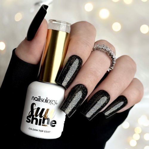 Clavier Nailsology Top brokatowy do paznokci hybrydowych Sun Shine złoty blask
