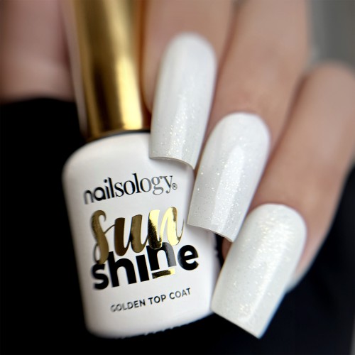 Clavier - Nailsology Top brokatowy do paznokci hybrydowych Sun Shine, brokat złoty, 8ml