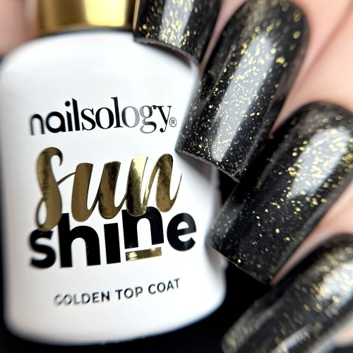 Clavier Nailsology Top brokatowy do paznokci hybrydowych Sun Shine złoty blask