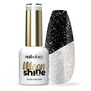 Clavier - Nailsology Top brokatowy do paznokci hybrydowych Moon Shine, brokat srebrny, 8ml