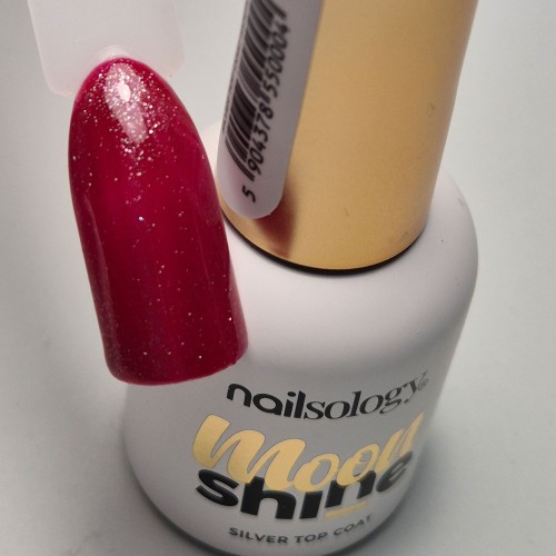 Clavier Nailsology Top brokatowy do paznokci hybrydowych Moon Shine, srebrny blask