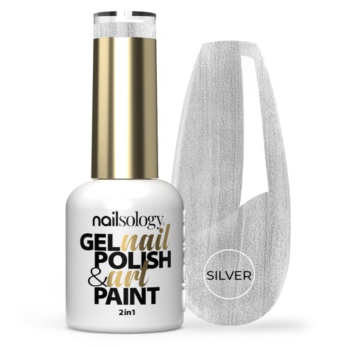 Clavier Nailsology Lakier Hybrydowy 2w1 Silver Sheen 8ml do zdobień paznokci