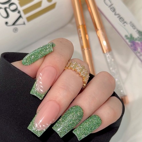 Clavier - Nailsology Lakier Hybrydowy z efektem Flash, brokatowy, Green Twilight 128, 8ml