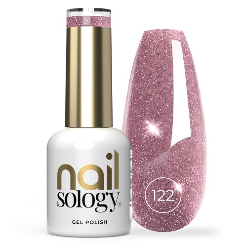 Clavier Nailsology Lakier Hybrydowy brokatowy z efektem flash Princess Pink 122, efekt lśniącej tafli
