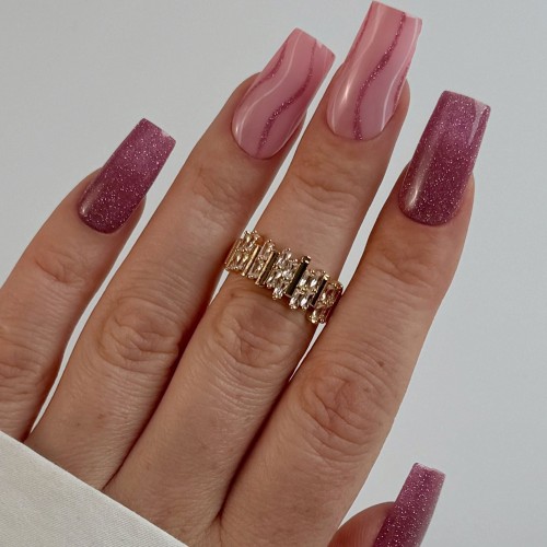 Clavier Nailsology Lakier Hybrydowy brokatowy z efektem flash Princess Pink 122, efekt lśniącej tafli