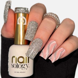 Clavier - Nailsology Lakier brokatowy z efektem Flash, hybrydowy, Silver Divine 120, 8ml