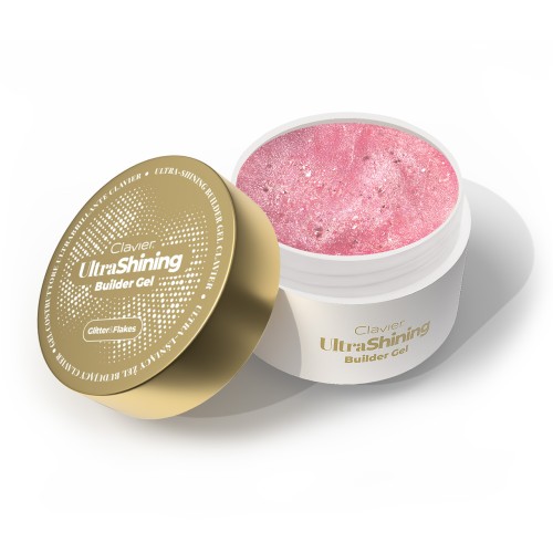 Clavier Ultralśniący żel budujący UltraShining Builder Gel, Glitter & Flakes 02 Principessa, 30g