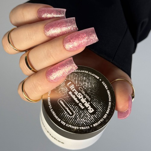 Clavier Ultralśniący żel budujący UltraShining Builder Gel, Glitter & Flakes 02 Principessa, 30g