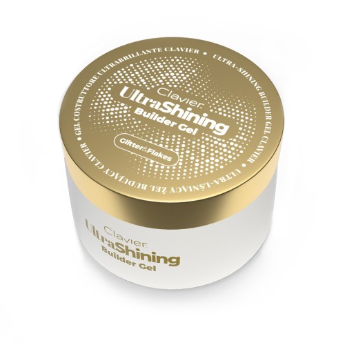 Clavier Ultralśniący żel budujący UltraShining Builder Gel, Glitter & Flakes 02 Principessa, 30g