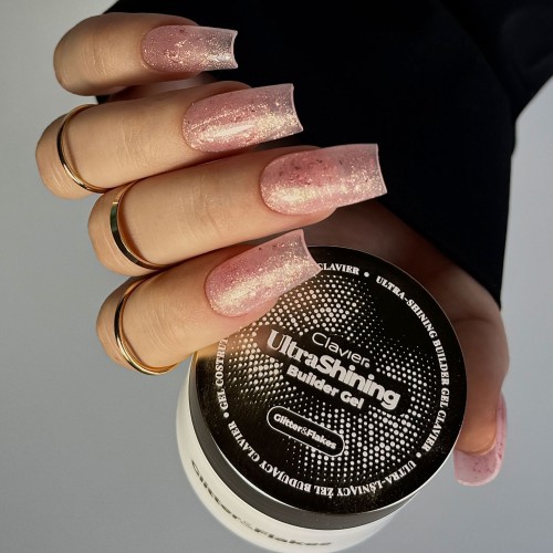 Clavier Ultralśniący żel budujący UltraShining Builder Gel, Glitter & Flakes 03 Your Bestie, 30g