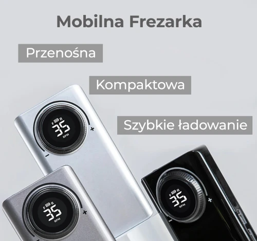 Clavier Frezarka Mobilna, Akumulatorowa do Paznokci, Manicure, 30W 35000 RPM, srebrna