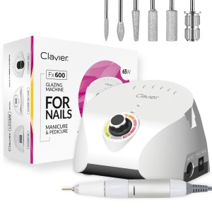 Clavier Frezarka Do Paznokci FX600 Manicure Hybrydy Biała + zestaw 6 frezów diamentowych, 65W