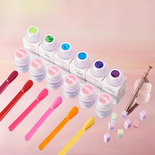Clavier Nailsology Zestaw żeli 3w1 Baby Boomer Ombre Rainbow stylizacja paznokci