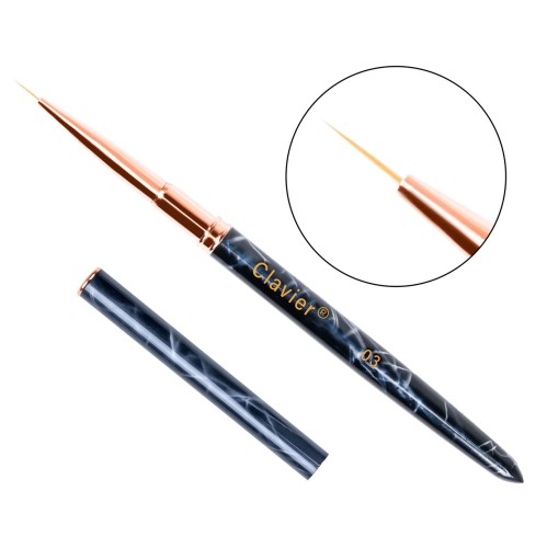 Clavier Pędzelek do zdobień paznokci cienki precyzyjny 13mm granatowy 03