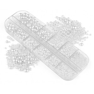 Clavier Perełki do paznokci, ozdoba do paznokci 3D, mix w kasetce 12szt. nr. 86