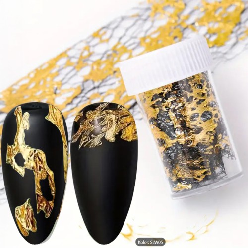 Clavier Folia metaliczna do paznokci złoto-czarna ozdoba do manicure