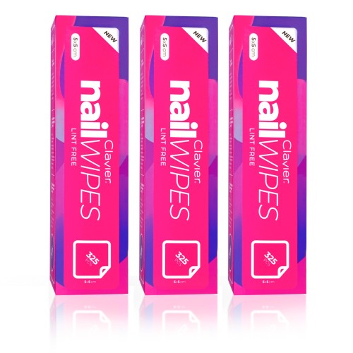 Clavier Waciki do paznokci, bezpyłowe Nail Wipes 3×325 szt. manicure