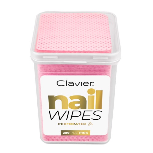 Clavier Waciki bezpyłowe perforowane do manicure w pudełku 200szt. różowe