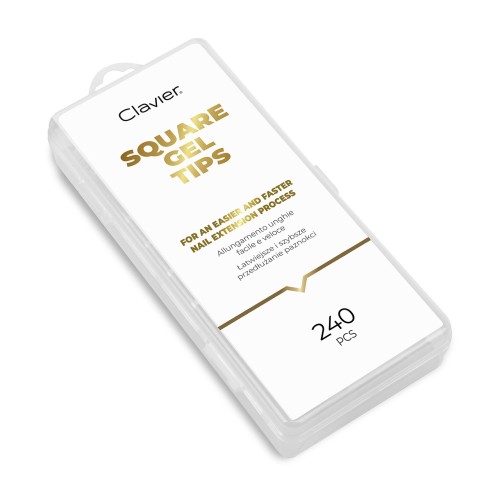 Clavier Miękkie Tipsy do przedłużania paznokci, Square Gel Tips kwadrat, 240szt.