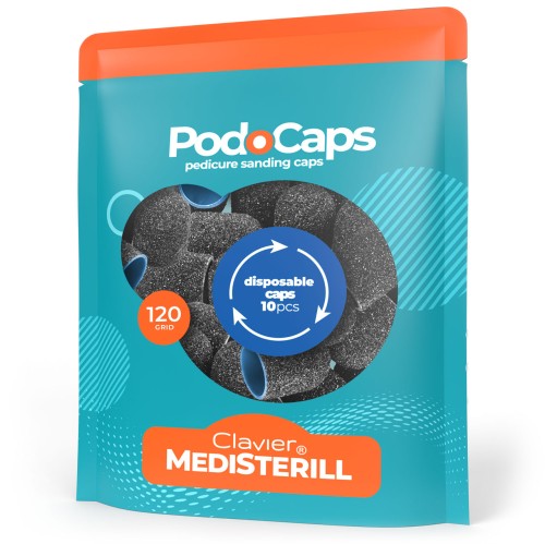 Clavier Kapturki ścierne PodoCaps, Medisterill do pedicure, 13mm, 120 grit 10szt.