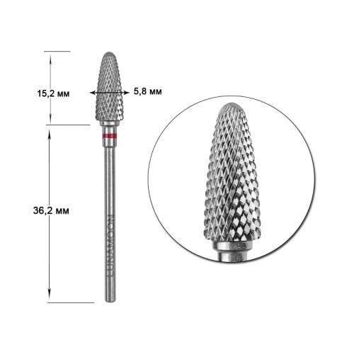 Lunamoon Frez z węglika spiekanego "kukurydza" czerwony 5,8 mm