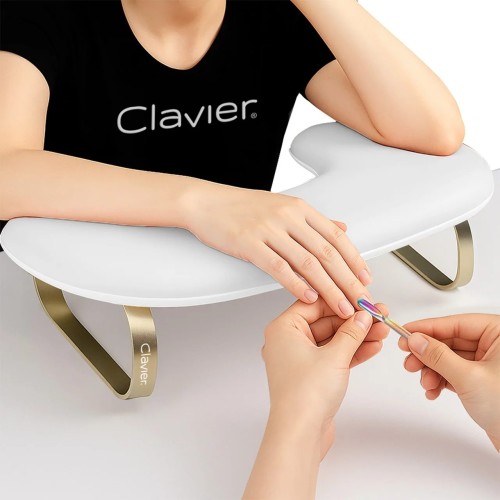 Podpórka pod dłonie do manicure owal – super soft, biało-złota