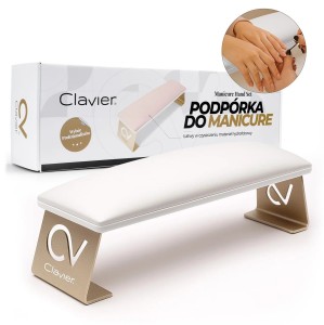 Podpórka pod dłonie do manicure, prostokątna – super soft, biało-złota